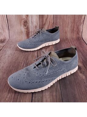Cole Haan Womens 8.5 B Zerogrand Grand OS Gray Knit Oxford Wingtip Shoes W06727